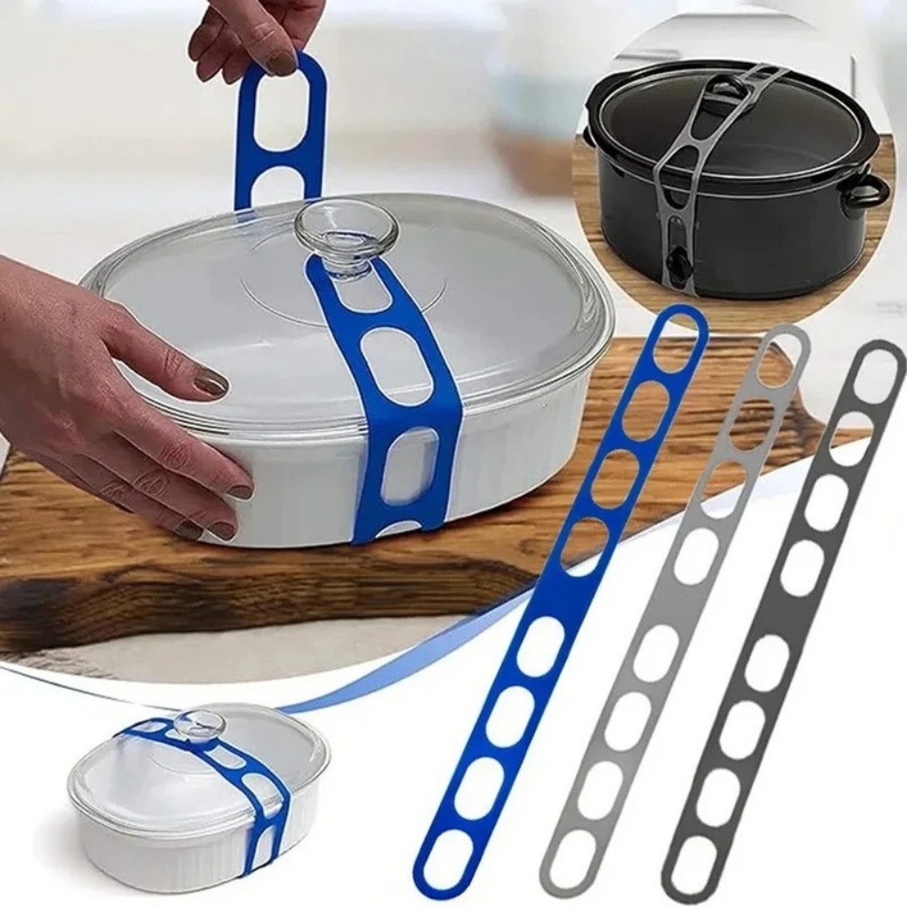 Camping Cooking Organizer - 再利用可能なシリコン製伸縮性鍋蓋ホルダーストラップ、ユニバーサル鍋蓋固定バンド、アウトドアキャンプ用調理器具オーガナイザーツール