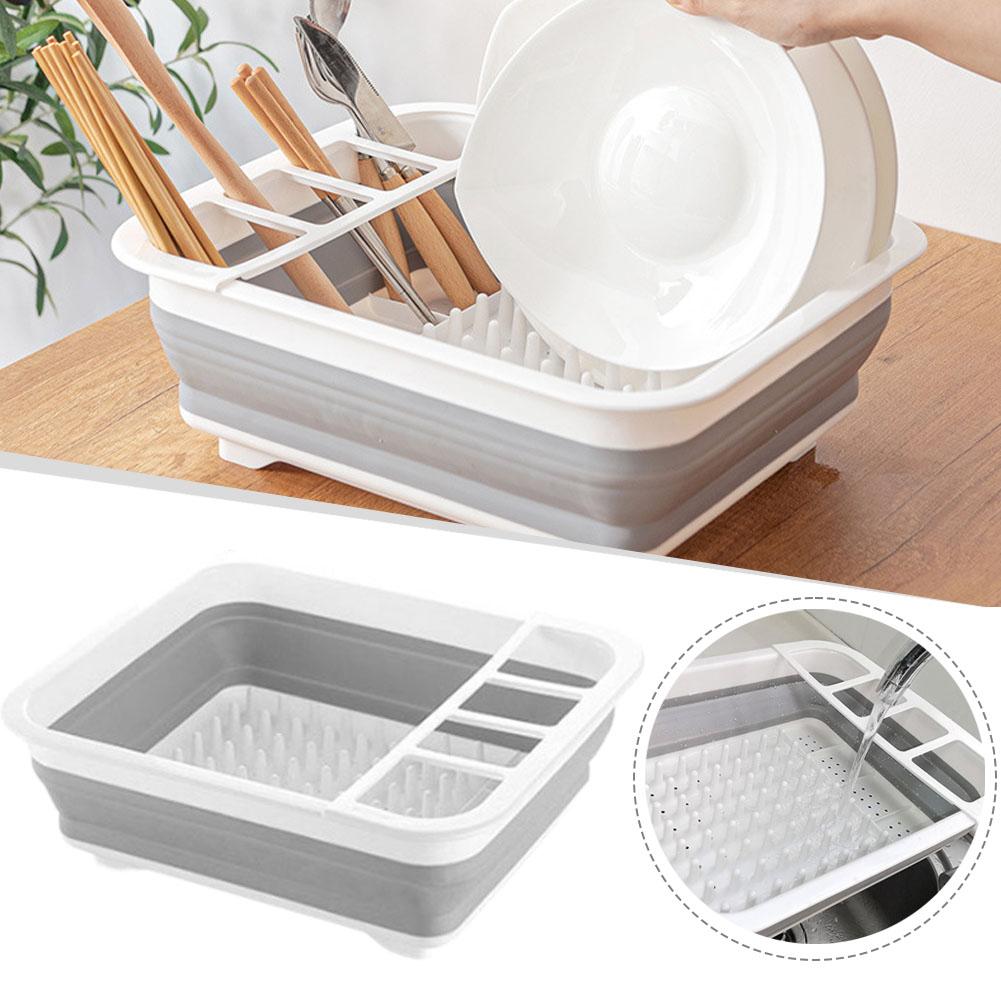 Camping Cooking Organizer - 折りたたみ式食器乾燥ラック、食器整理棚、シンク乾燥ラック、ポータブル排水収納ボックス、キッチン、RV、キャンプ用トレイ