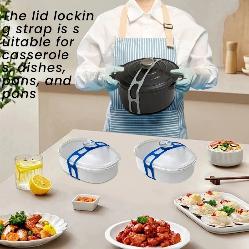 再利用可能なシリコン製伸縮性鍋蓋ホルダーストラップ、ユニバー - Camping Cooking Organizer のレビューと価格