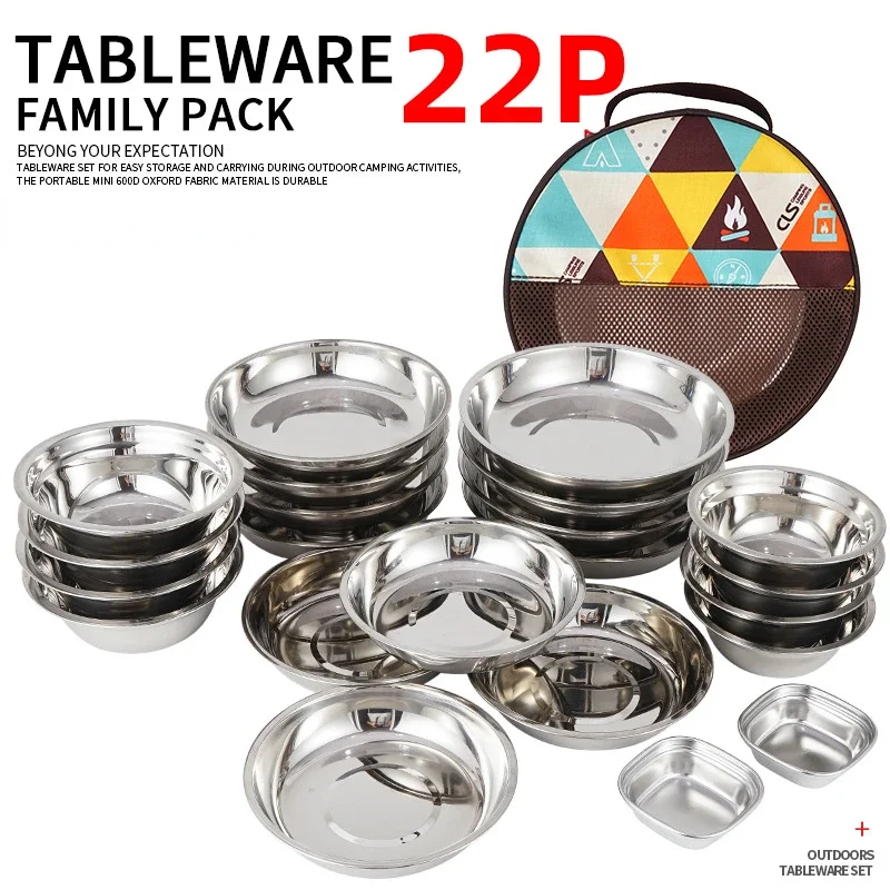 CLSキャンプ用ポータブルダイニングプレート22点セット ア - Camping Cooking Dining Set のレビューと価格